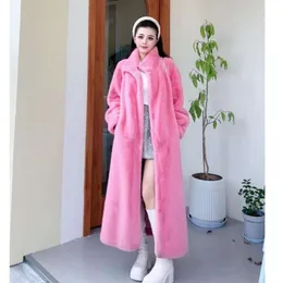 Long Autumn And Mink Down Trench Knee Length Korean Stand Up Collar, Winter Thickened Women's Loose Coat, Warm Temperament 637765