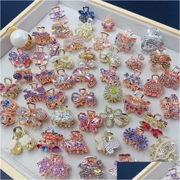 Hair Clips Barrettes Shinny Colorf Zircon Small Fashion Pretty Catch Clip Pearl Czech Rhinestones Hairgrips Headdress Randomly Sty Dhk5F