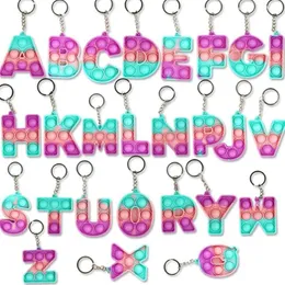 26 lettere numeri sensoriali Fidget Pop Bubble Poppers portachiavi forma dell'alfabeto push bolle Popper Board portachiavi puzzle con dita Ch176K