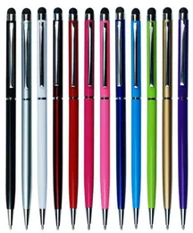 100pcslot alta qualidade 2 em 1 caneta de toque stylus colorido cristal caneta de toque capacitivo para smartphone universal android phone9639862