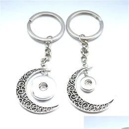 حلقات المفاتيح Noosa Snap Button Rings Key Vintage Sier Moon Keychains DIY 12mm 18mm أزرار الأزرار المجوهر