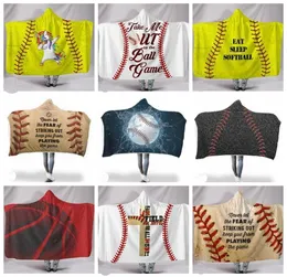 Baseball Hooded Blankets Sports Sherpa Blanket Game Throw Blanket Soft Kids Adult Bathrobe Softball Basketball Printed 24 Designs 6350842