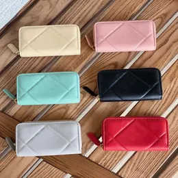 Senhoras clássico losango carteira curta caviar carteira longa moda casual bolsa de moedas 233357