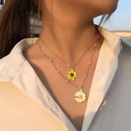 Hänghalsband vienkim mode solros halsband för kvinnor gåva fest krage blommatillbehör smycken 2024