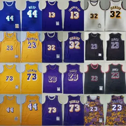 Basket Basketball Retro Dennis Rodman Jersey 73 Vintage Wilt Chamberlain 13 LeBron James 23 Jerry West 44 Johnson 32 Kolor żółty fioletowy biały czarny beż