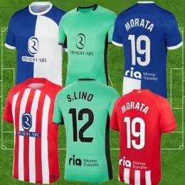 23/24 Atletico Madrids Morata Jersey 2023 Koke Griezmann Memphis Correa 셔츠 S.Lino M.Llorente Molina Saul Reinildo J.M. Gimenez 어린이 축구 유니폼