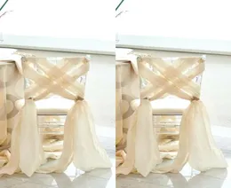 Simple Beach Wedding 2016 Ny Chiffon -stol Sash Elegant Custom Made Factory Chair Covers för Romantic Wedding Cheap Criss CR9270084