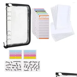 Confezione regalo A6 Cerniera Raccoglitore economico Notebook Buste per contanti Tasche per risparmio di denaro Sistema di spesa Portafoglio Consegna a goccia Dhkyf