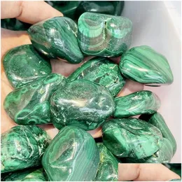 Decorative Objects Figurines 500Mg High-Quality Natural Malachite Tumbled Stones Crystal Reiki Healing Gemstone Mineral Home Room Dhk9O