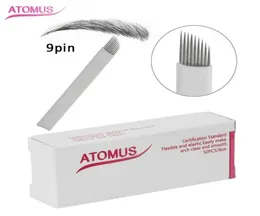 50pcs Tek Satır Dövme Çapraz 9pin Dövme İğneleri Mikroblading Kalıcı Makyaj Beyaz İğne Bıçakları 3D Microblading9181700