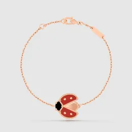 Pulseira de designer de luxo joaninha sorte primavera pulseira de alta qualidade moda feminina ouro rosa carnelian ágata d0057 d0058