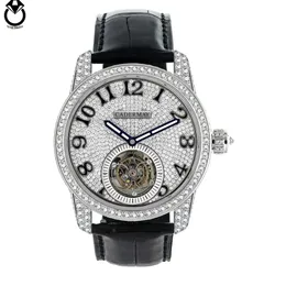 D colore chiaro business di lusso Mozang diamante trapano completo Tourbillon orologio da polso moda orologio impermeabile all'ingrosso