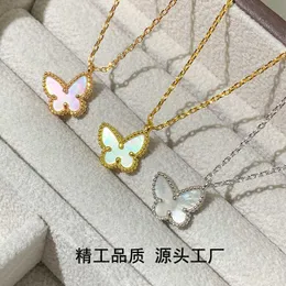 Designer Necklace VanCF Necklace Luxury Diamond Agate 18k Gold V Gold Butterfly Necklace with Thickened Chain Rose Gold Light Luxury