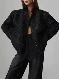 BornLadies Loose Tweed paljettjacka Kvinnor Fashion Coat Trend mångsidig varma chic eleganta kvinnliga rockar Stylish Woman kläder 240301