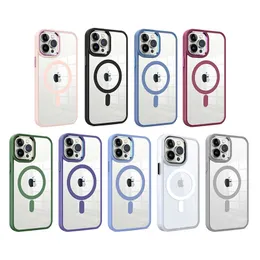 Magsafe Skin Feel Fase för iPhone15 15 Pro PROMAX Plus 15Plus TPU PC Metal Camera Protection Skin-Feel Magnetics Wireless Cover IP14 Serires IP13 IP12 IP11