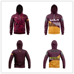 2024 Nuova Australia Brisbane Broncos Bambini Formazione Casa Lontano Rugby Jersey Kid Felpa con cappuccio Pullover Felpe Outdoor Pullover con cappuccio Giacche