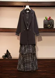 خريف كبير الحجم 2 قطعة مجموعات امرأة أنيقة السترة مع coatplaid Suit Suit Fashion بالإضافة إلى حجم المرأة بدلات كبيرة الحجم 2 أجهزة الكمبيوتر الشخصي 6246283