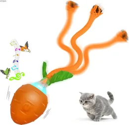 Brinquedos de gato interativos para gatos internos USB recarregável movimento ativar brinquedo de gato elétrico movendo gatinho toysimulação pássaro cantando 240227