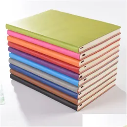 Notepads Wholesale High Quality A5 Simple Classic Solid Soft Leather Pu Journal Notebooks Daily Schede Memo Sketchbook Home School Off Otupr