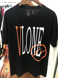 Vlone T-Shirt Erkekler / Kadın Çiftleri Günlük Moda Trendi High Street Gevşek Hip-Hop100% Pamuklu Baskılı Yuvarlak Boyun T-Shirt ABD Boyutu S-XL 1220