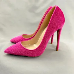 Scarpe eleganti Decorazioni per capelli Punta a punta 6cm 8cm 10cm 12cm Tacchi alti e sottili Moda Banchetto Rose Red Lady Pumps BM060 ROVICIYA