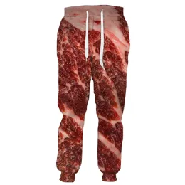 Calça de moletom masculina gourmet barriga de porco pizza impressão 3d roupas femininas unissex moda moletom harajuku calças de corrida de rua