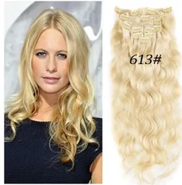 7A 613 Light Blonde Remy Clip in Human Hair 70G 100G 120G 140G 160G 180G 7810PCS Virgin Brazilian Wave Clip in Hair Extens9099237