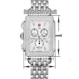 33mm Michele Signature Deco Diamond Chronograph Mother of Pearl Ladies Quartz Watch 225k2398