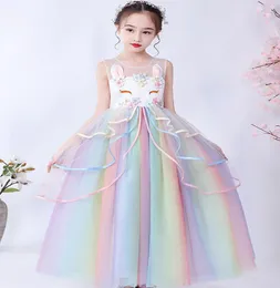 2019 Prenses Parti Elbise Unicorn Parti Kızlar Elbise Zarif Kostüm Düğün Çocuk Elbiseleri Kızlar İçin Fantasia Infantil Vestido1935261