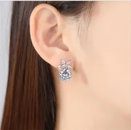 Stud TJP Luxury Clear Crystal CZ Girl örhängen smycken Trendiga silver pläterade för kvinnor brud bröllopstillbehör5080669