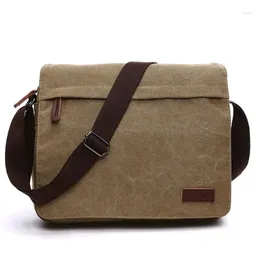 Axelväskor mode vintage canvas messenger satchel casual bärbar väska trend enkel pack för män