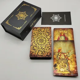 The Knight Laser Gold Foil Tarot Board Game Set Stamping Luxury PVC Waterproof Wear-Resistenta spådomskort 240223