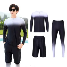 Capris Men's 3pcs/set Sun UV Protection Guard Swim Swis Surf قمصان الصيد+السراويل+جذوع الأكمام الطويلة.