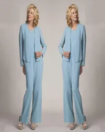 Light Blue Mother Of The Bride Pant Suits Elegant Formal Evening Dresses Plus Size Simple Dresses HY40289004358