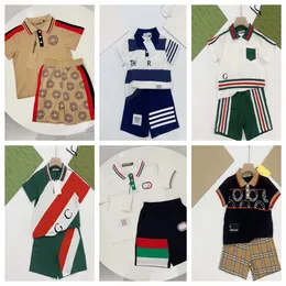 Ny Brand Designer Polo Clothing Summer Cotton High Quality Children's Clothing High-End Fashion Children's Sports Set Storlek 90 cm-150 cm A04