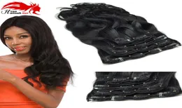 Hannah 1026 pollici 200G clip a testa piena nelle estensioni dei capelli umani corpo ondulato capelli Remy della Malesia 100 clip di capelli umani ins5093578