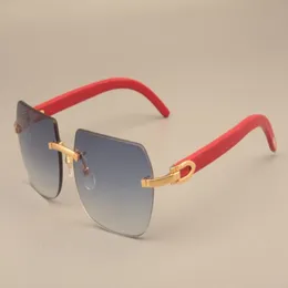 Мужские и женские солнцезащитные очки C8100906 из цельного дерева с красными дужками, солнцезащитные очки в декоративной деревянной оправе, полностью натуральные солнцезащитные очки s228T