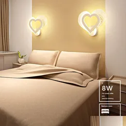 Luzes da noite Brelong Quarto Sala de Casamento Luz Noturna Simples Moderno Quente Romântico Amor Personalidade Criativa LED Lâmpada de Cabeceira Parede Drop Dhxnr