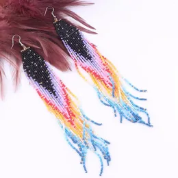 Dangle Earrings Rice Bead Hand Weaving Beaded Pearl Rainbow Simplicity Retro Bohemia Geometry Alloy Ma'am Tassel