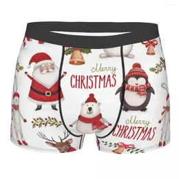 Cuecas novidade boxer shorts calcinha briefs homens bonito papai noel natal inverno roupa interior respirável para homme plus size