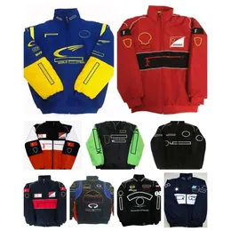 Гоночный костюм F1, осенне-зимняя командная хлопковая стеганая куртка с вышивкой, логотип автомобиля, куртки с полной вышивкой, мотоциклетные куртки в стиле ретро в студенческом стиле kl