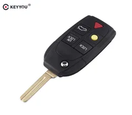 Ny ersättning 5 nycklar Remote Control Flip Folding Key Shell för XC70 XC90 V50 V70 S60 S80 C30 FOB -bil Key Case2634660