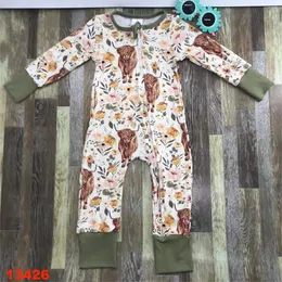 Bamboo Fibre Baby Zippered Romper Printed Baby Boy Girl Ubrania BordeSuit Baby Onesie Bamboo Baby Odzież 240401