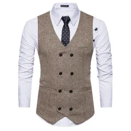 조끼 패션복 조끼 남자 정식 드레스 Colete Masculino Herringbone Gilet Fitness Sleeveless 재킷 웨딩 양복 조끼 남자 플러스 사이즈