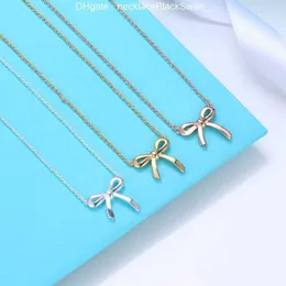 S925 Nytt halsband för kvinnor Emalj T -serie Bow Heart Pendant CLAVICLE CHAVICE Fashion Luxury Wedding Engagement Present Designer smycken med Box U9UH