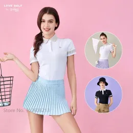 Рубашки Love Golf Quickdry футболки Новые летние женские рубашки для гольфа с короткими рукавами Женская тонкая эластичная одежда Дышащие топы-поло SXL