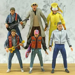 Anime Manga NECA De volta para o futuro Marty McFly Biff Tannen Dr. Brown 7 Action Figure Conjunto modelo móvel brinquedos brinquedo J240308