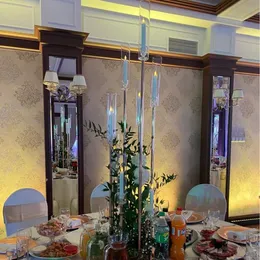 só pode usar vela led) 8 braços Candelabros Acrílicos 6 Cabeças Castiçais Castiçais de Casamento Suporte de Flores Candelabros Para Decoração de Centro de Mesa