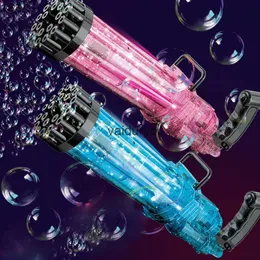 Giochi con la sabbia Divertimento in acqua Giocattoli da bagnetto per bambini 21 fori Gatling Bubble Gun Giocattolo per bambini Estate Automatico Big Mens Blow Outdoor Regalo di compleanno per bambini H240308