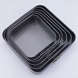 3pcsset NonStick Metal Bake Mould Square Cake Pan Bakeware Removable Bottom Kitchen Accessories Carbon Steel Cakes Molds 240226